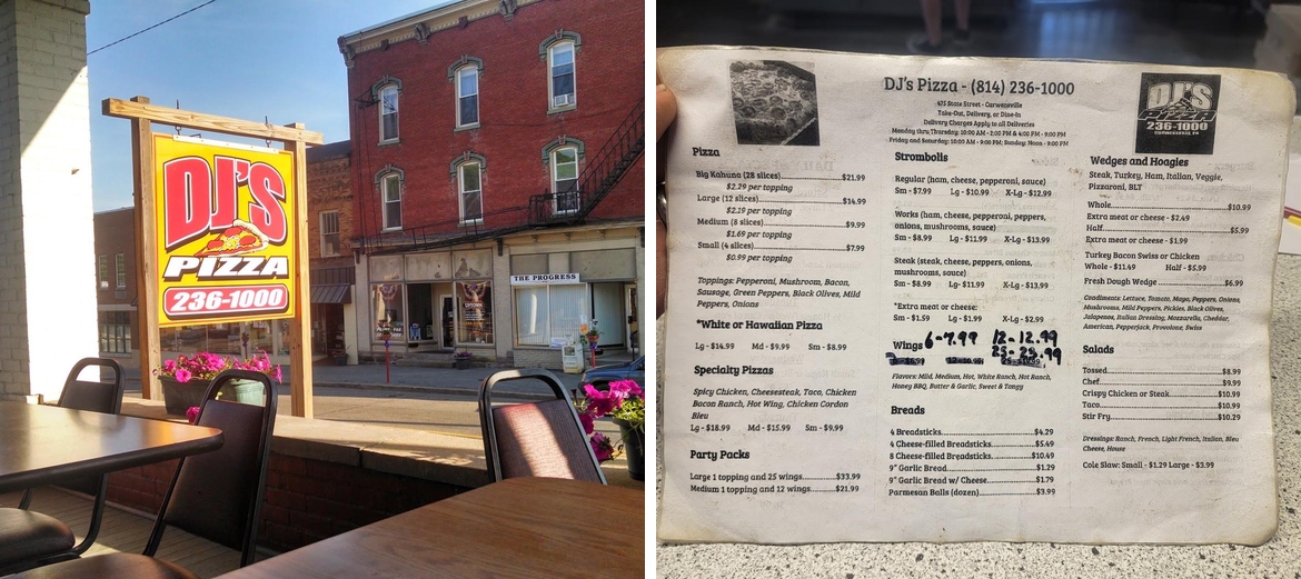 D J's Pizza Menu