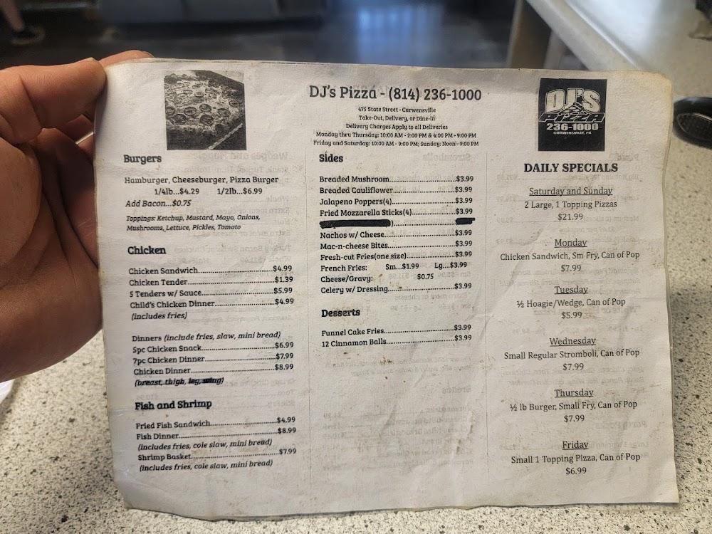 D J's Pizza Menu image 2